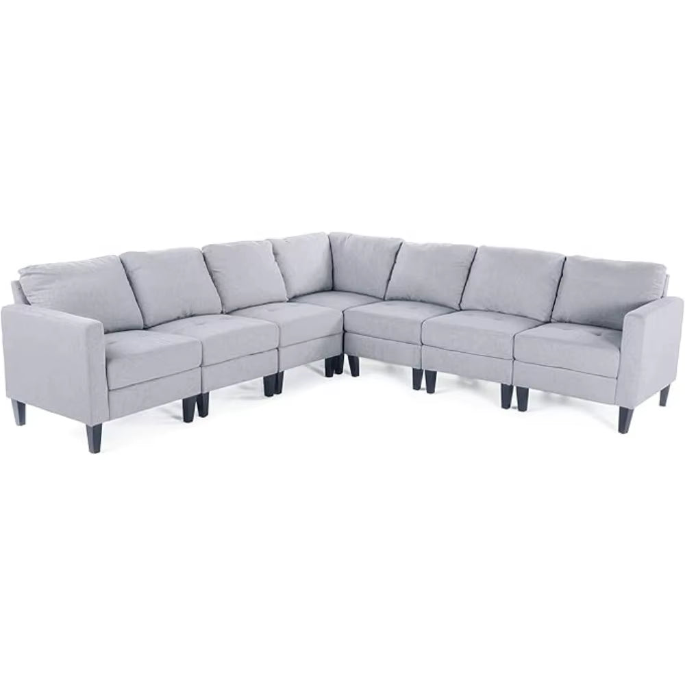 Sofasset, Modular Sectional Sofa with Reversible Chaises,Square Armrests and Comfortable Padded Backrests, L Shaped Corner Sofá