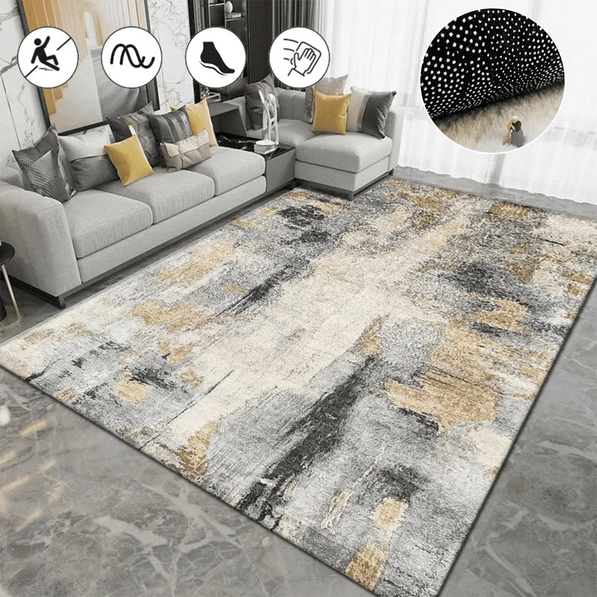 Nordic Carpet Living Room Ink Splash Abstract Area Rug Large Room