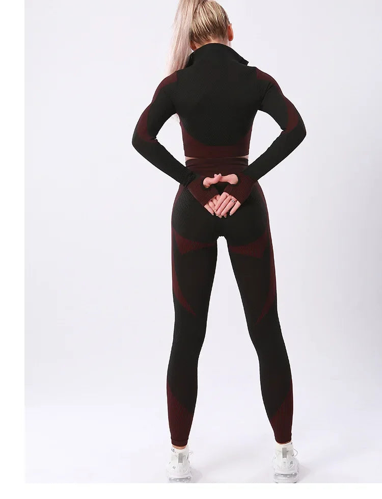 Women's Fitness Crop Top Yoga Set, Workout Clothes, Sportswear, Athletic Wear