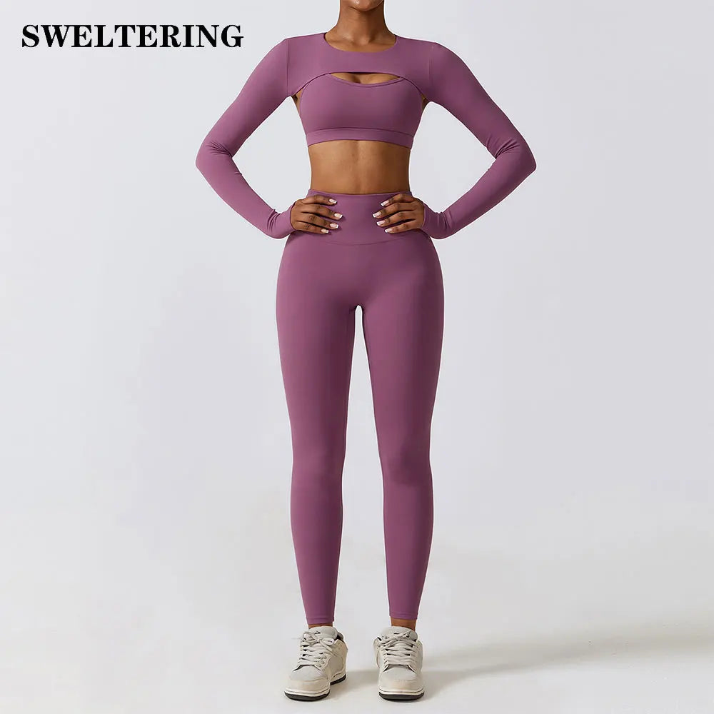 Women 2/3pcs Workout Outfits Yoga Sets, Sportswear,Workout Clothing