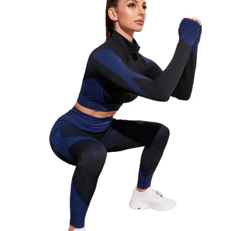 Women's Fitness Crop Top Yoga Set, Workout Clothes, Sportswear, Athletic Wear