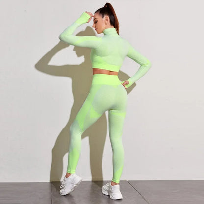 Women's Fitness Crop Top Yoga Set, Workout Clothes, Sportswear, Athletic Wear