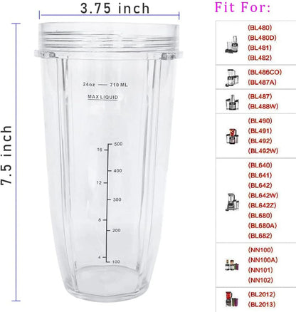 24Oz Replacement Blender Cup, BPA Free, for Nutri Ninja Auto IQ, 2 Pack