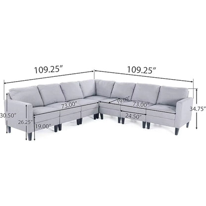 Sofasset, Modular Sectional Sofa with Reversible Chaises,Square Armrests and Comfortable Padded Backrests, L Shaped Corner Sofá